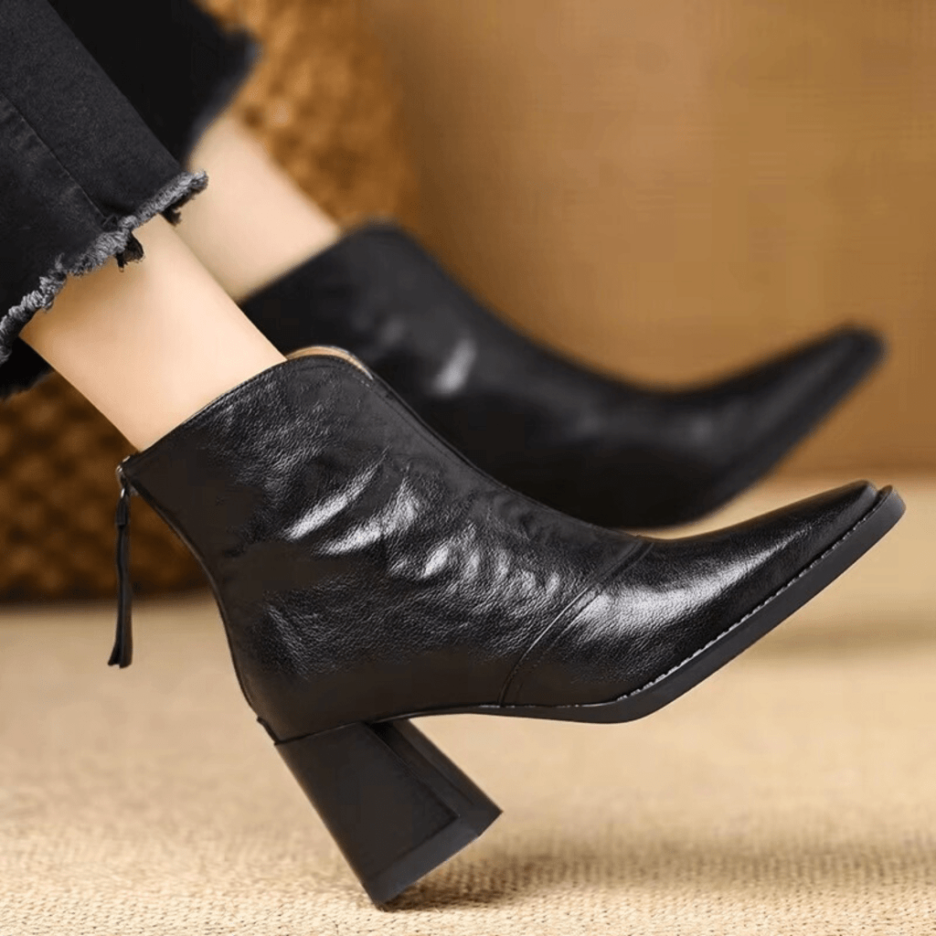 Karin | Women's Mid Heel Ankle Boots with Side Zip