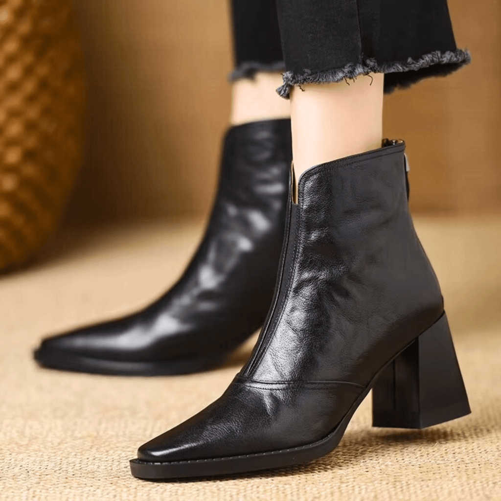 Karin | Women's Mid Heel Ankle Boots with Side Zip