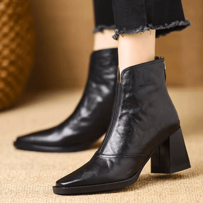 Karin | Women's Mid Heel Ankle Boots with Side Zip