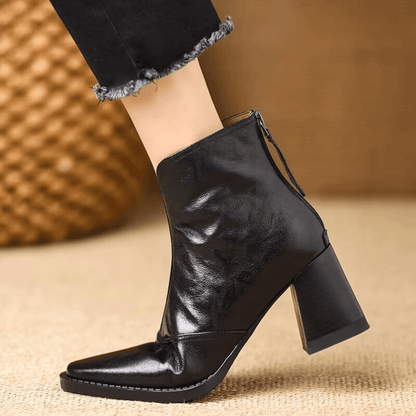 Karin | Women's Mid Heel Ankle Boots with Side Zip