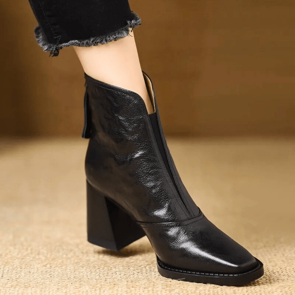 Karin | Women's Mid Heel Ankle Boots with Side Zip