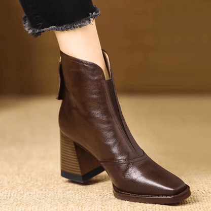 Karin | Women's Mid Heel Ankle Boots with Side Zip