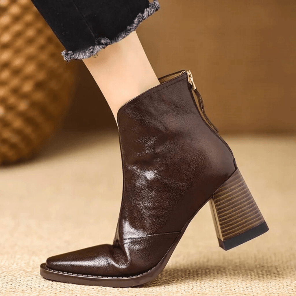 Karin | Women's Mid Heel Ankle Boots with Side Zip