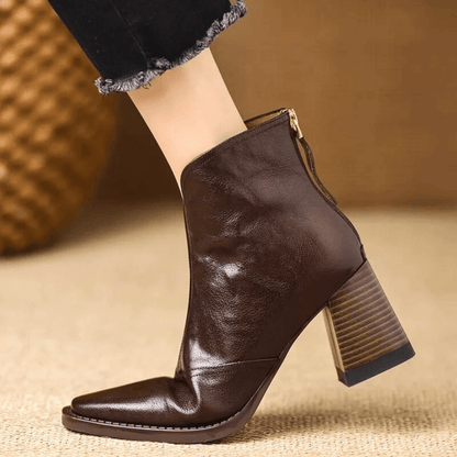 Karin | Women's Mid Heel Ankle Boots with Side Zip