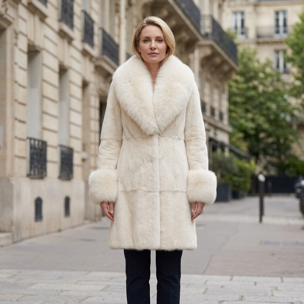 White coat with corrected length and whole product visible