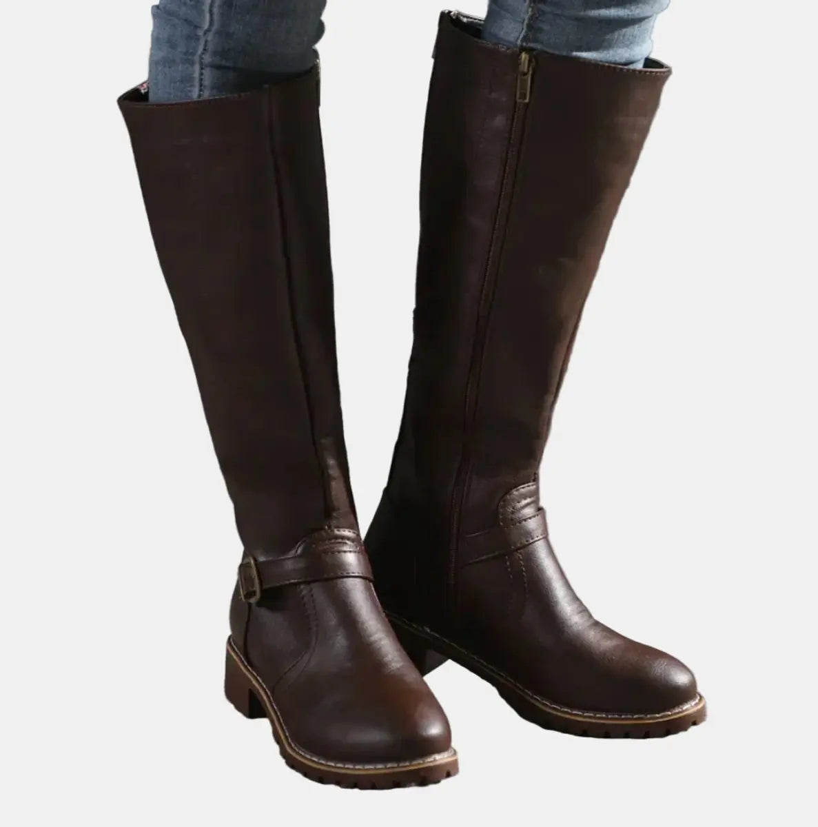 Jeanne | Women's Knee-High Buckle Riding Boots