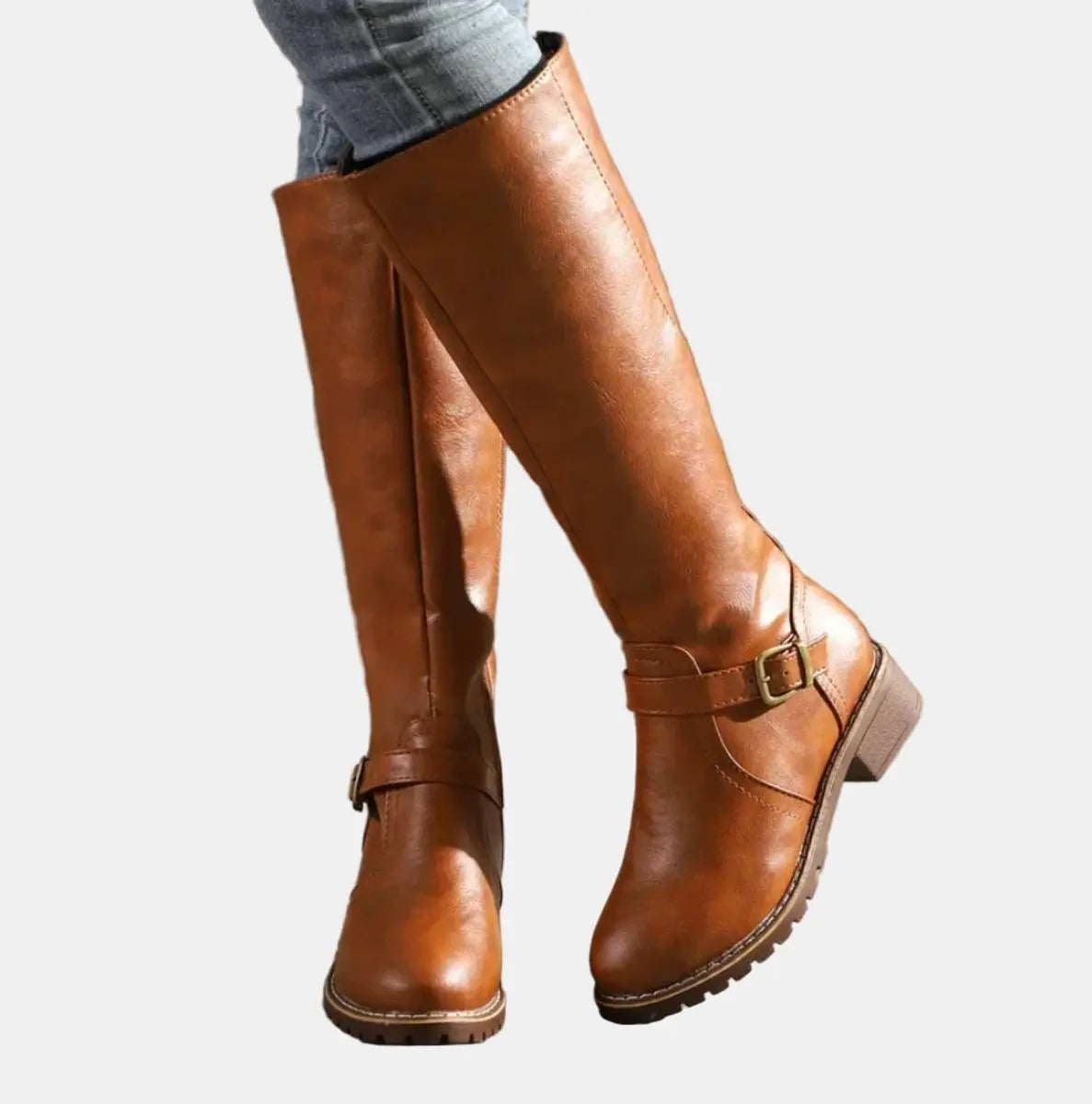 Jeanne | Women's Knee-High Buckle Riding Boots