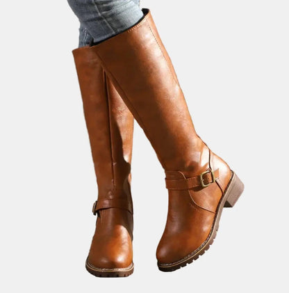 Jeanne | Women's Knee-High Buckle Riding Boots