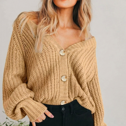 Faye | Women's Balloon-Sleeve Knit Cardigan