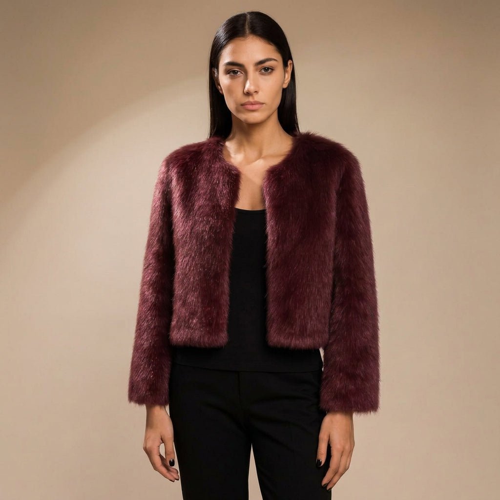 Lyra | Kurze Winterjacke aus Kunstpelz für Damen