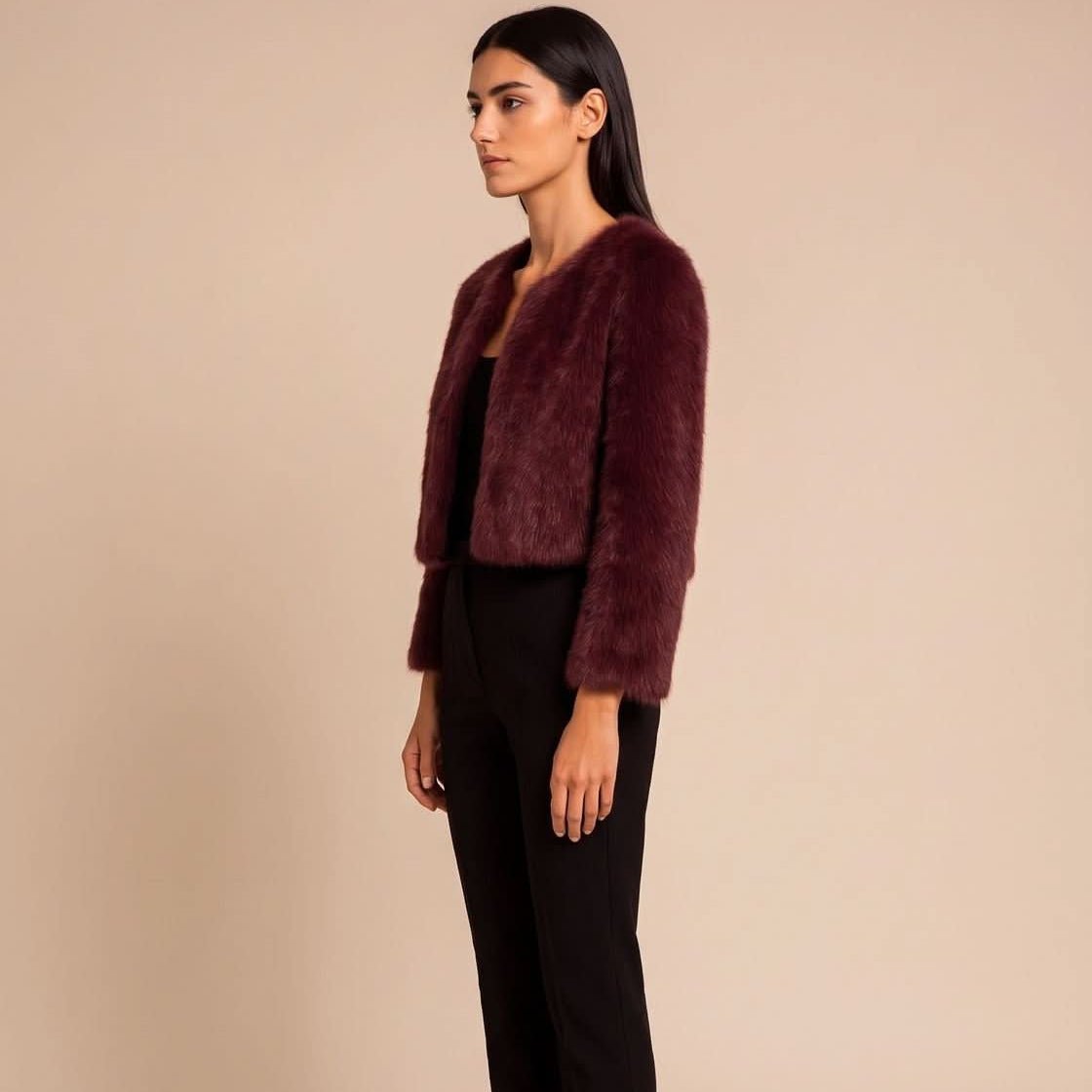 Lyra | Kurze Winterjacke aus Kunstpelz für Damen