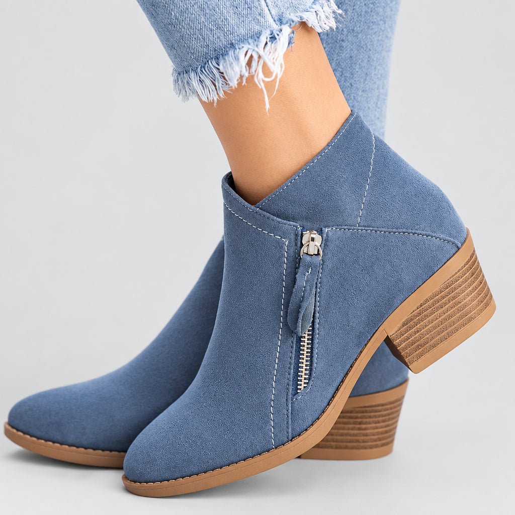 Blair | Ankle Boots mit V-Ausschnitt und Blockabsatz für Damen
