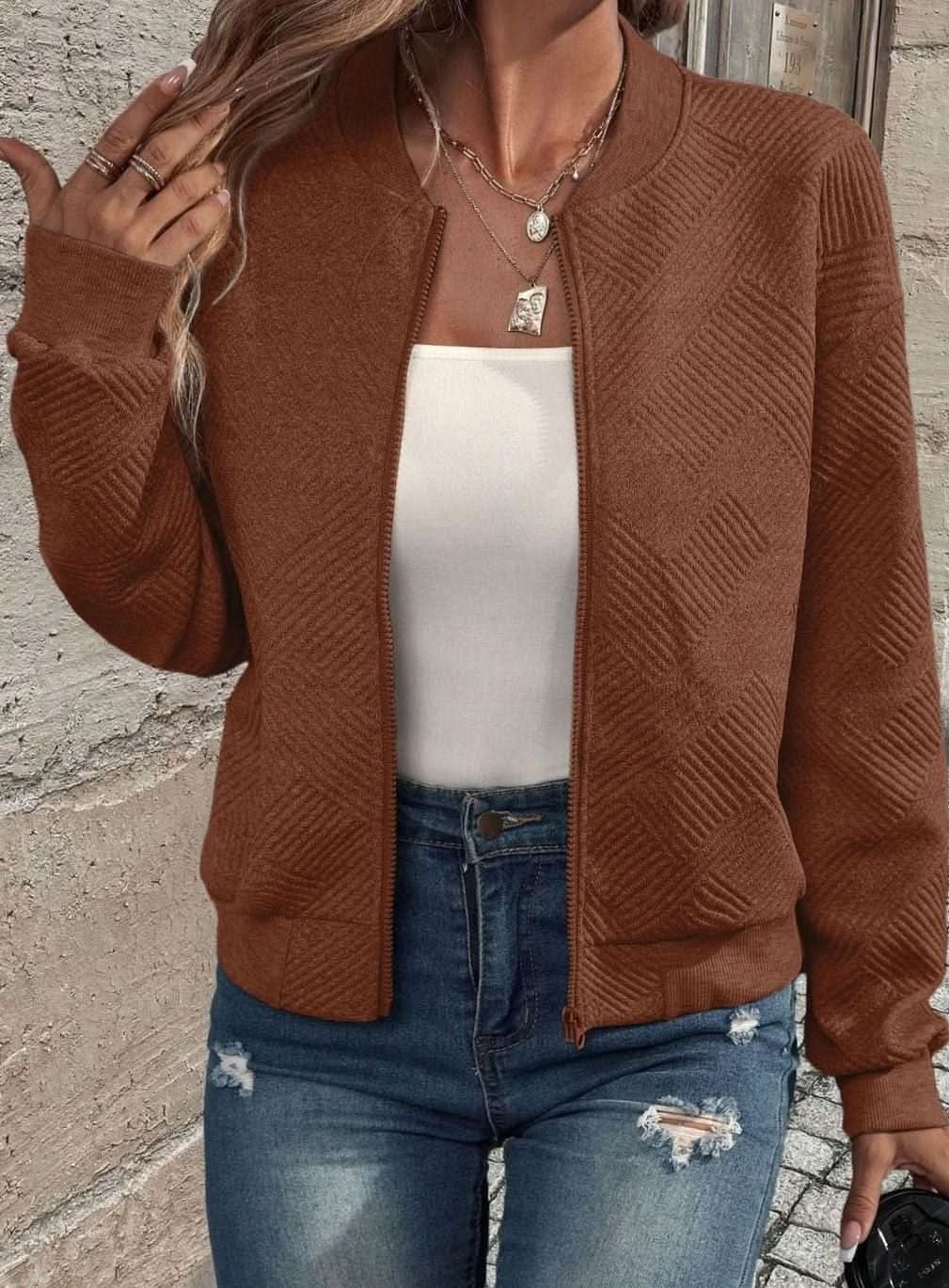 Reese | Women's Bomber Jacket Cardigan, Relaxed Fit