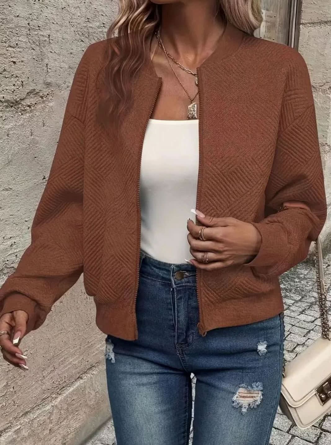 Reese | Women's Bomber Jacket Cardigan, Relaxed Fit