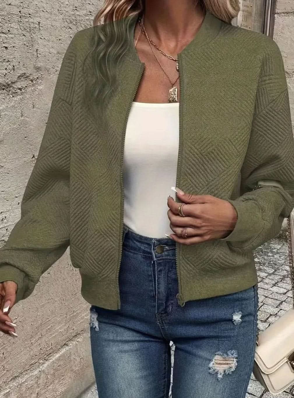 Reese | Women's Bomber Jacket Cardigan, Relaxed Fit